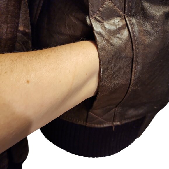 Vintage 1960's-70's Montevideo Antilope Leather Sherpa Lined Bomber Jacket - Picture 8 of 9